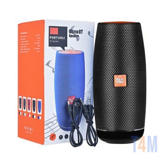 Coluna de Som Bluetooth Portátil T&G TG-108 Chamadas Viva-voz/TF/AUX/FM Prata